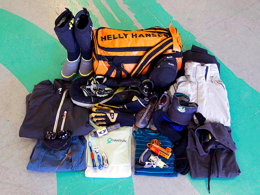 Sailing gear for a long-distance ocean crossing.