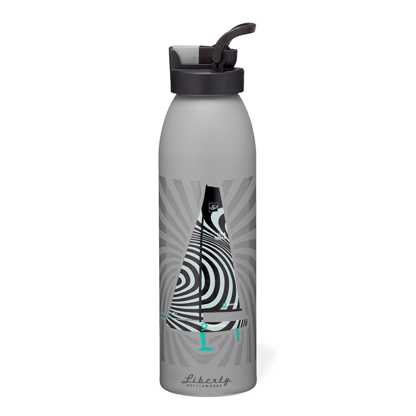 Liberty 24 oz. Moo Panther Black Reusable Single Wall Aluminum Water Bottle with Threaded Lid