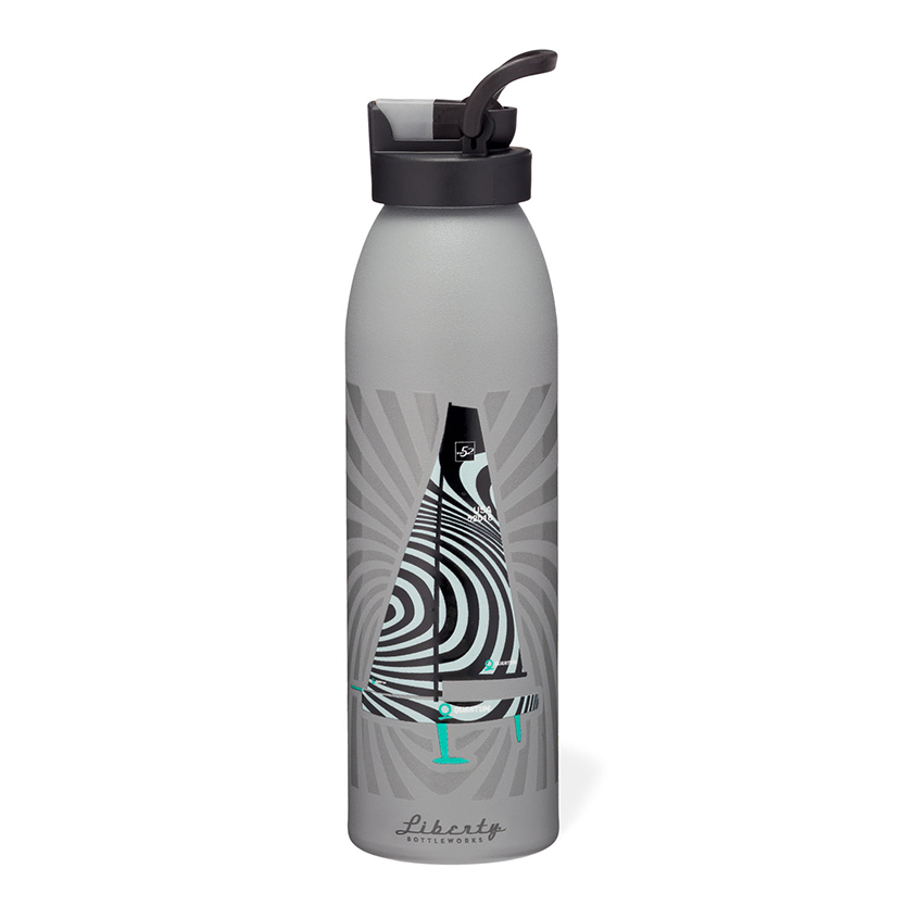 Liberty 24 oz. Gallop Flat White Reusable Single Wall Aluminum Water Bottle with Threaded Lid